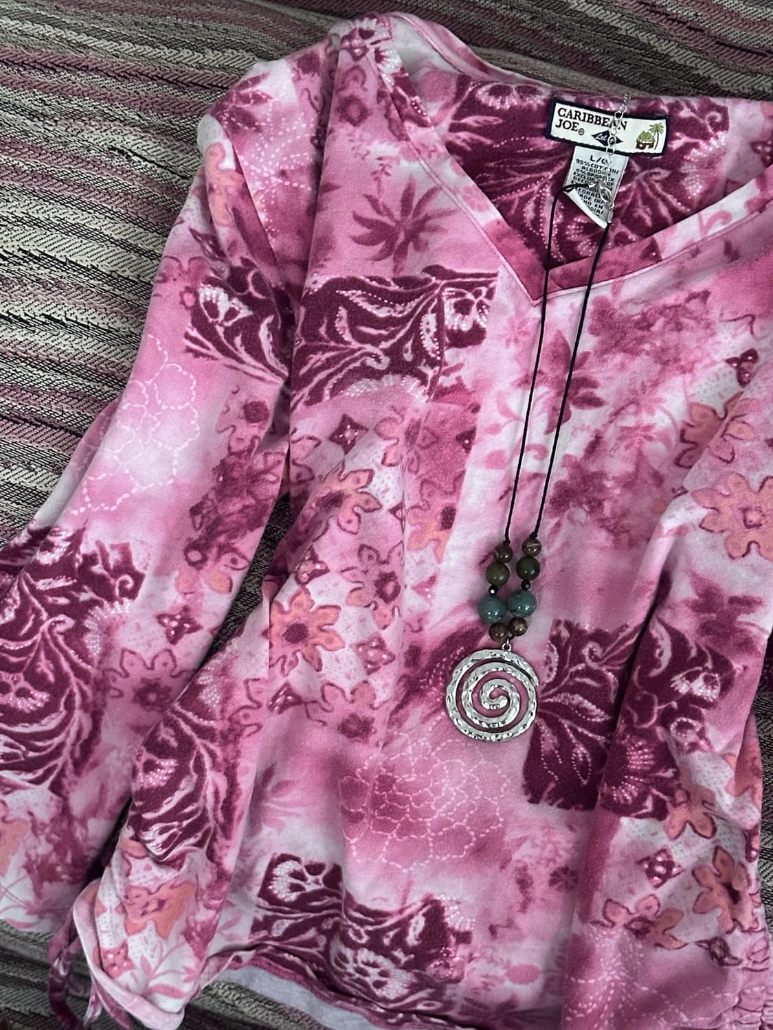 Tie-dye V-neck Shirred T-shirt 0188 상품이미지4