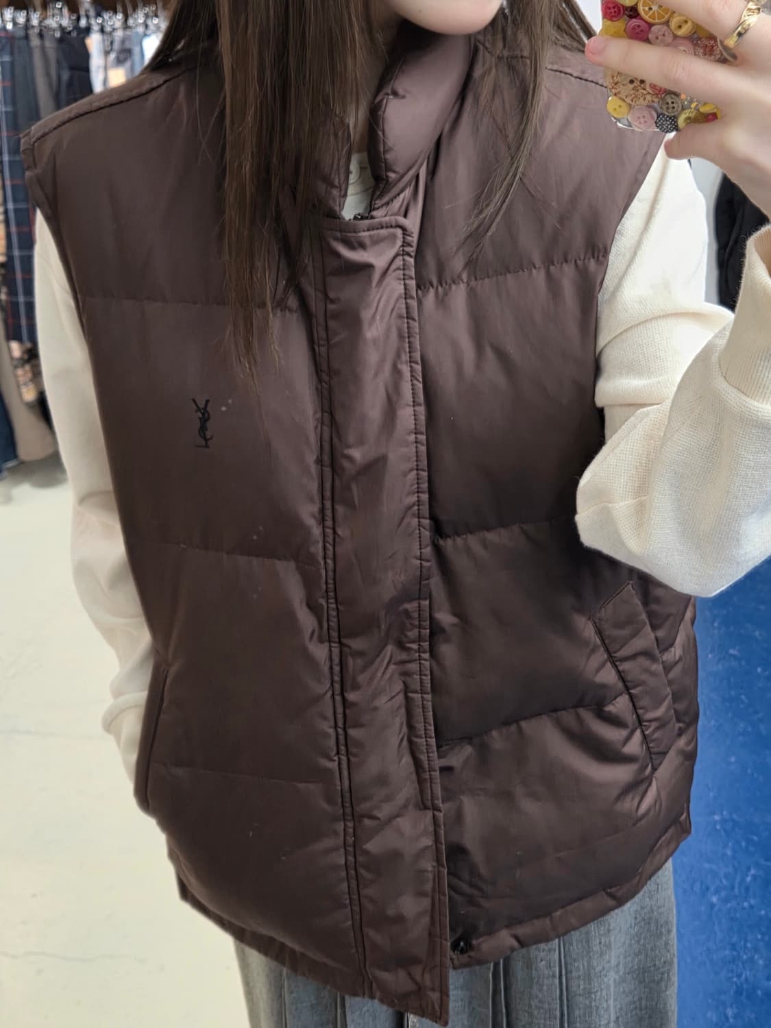 90-00s YSL 입생로랑 미니멀 조끼 패딩 상품이미지3