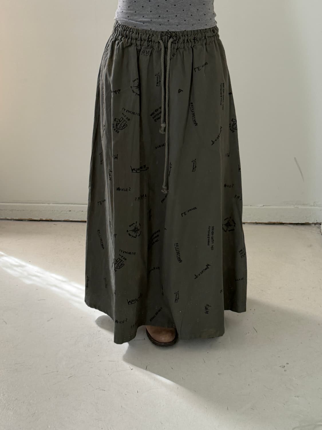 일본빈티지 폴포 카키 레터링 롱스터트 상품이미지1