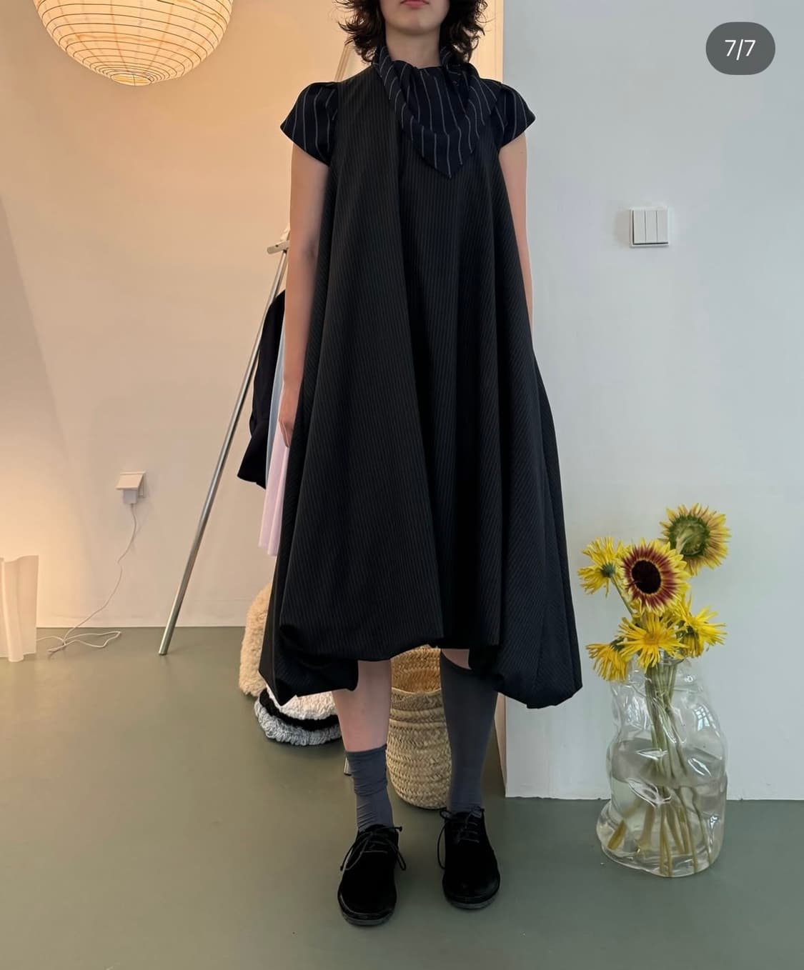 Cosmoss 코스모스 벌룬 스트라이프 드레스(블랙) 상품이미지2