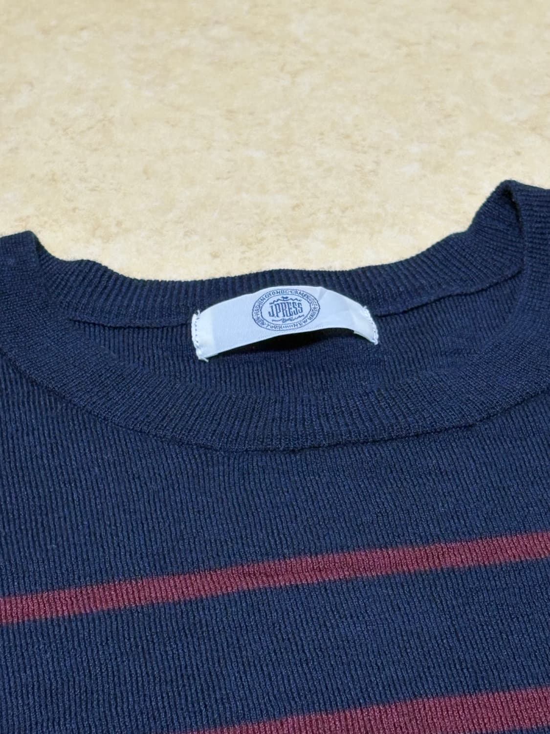 제이프레스 J.PRESS 스트라이프 니트 울100% 라운드넥 상품이미지3