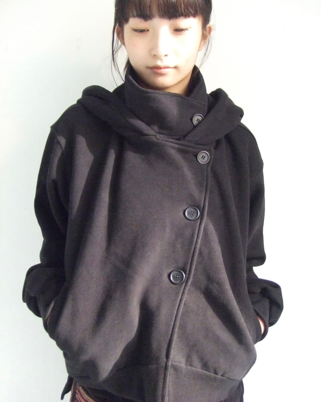 [oshigh] High Neck Hood Zip Up Black 상품이미지3