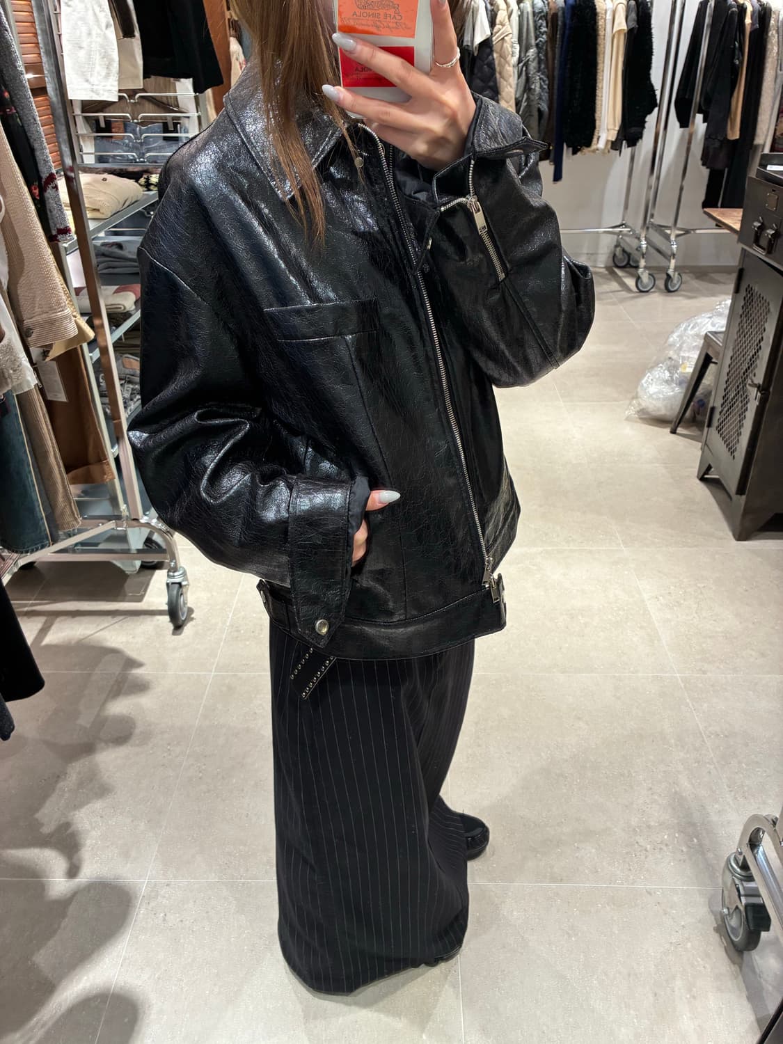 Noier 크랙 레더 자켓 상품이미지8