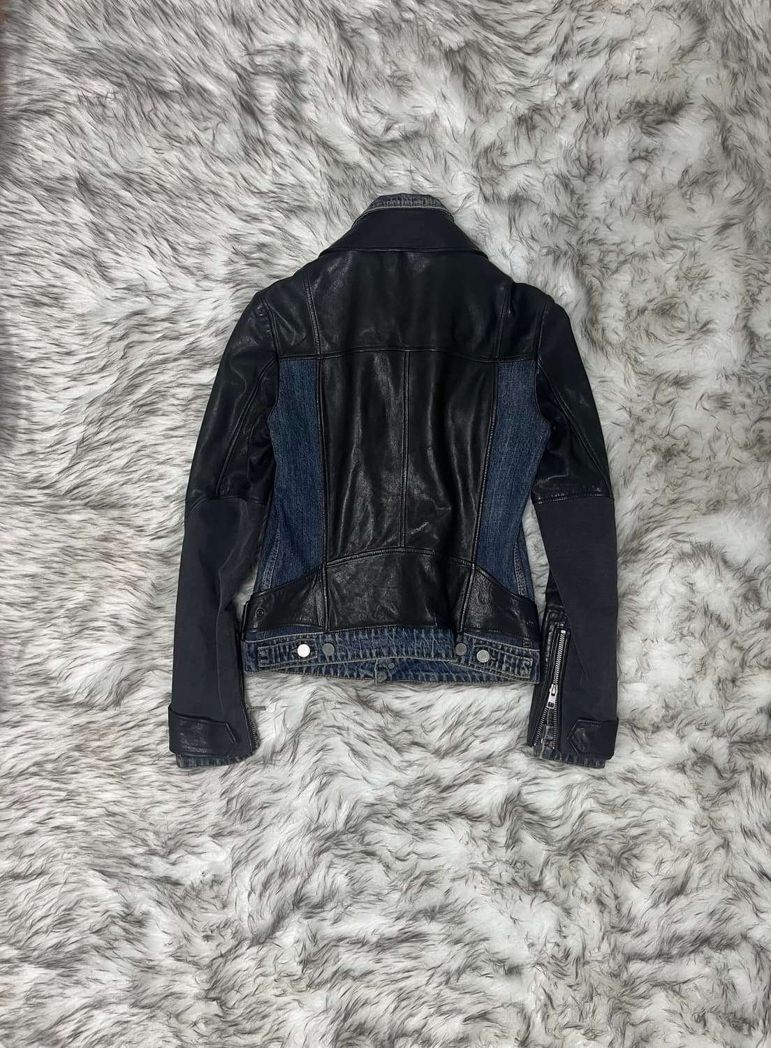 [XS] 올세인츠 레더 x 데님 하이브리드 레더 자켓 상품이미지4