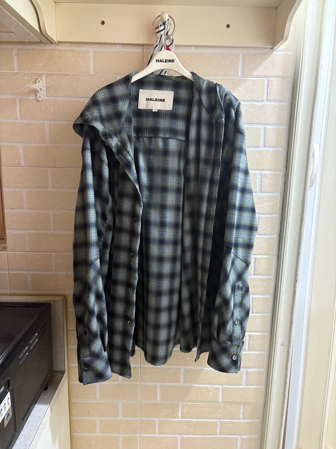 알렌느 - 체크 후드 블루 2사이즈 상품이미지4