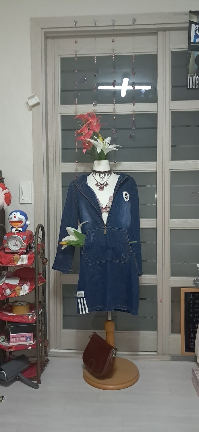 Y2k 싸이월드 데님 후드 원피스 상품이미지1