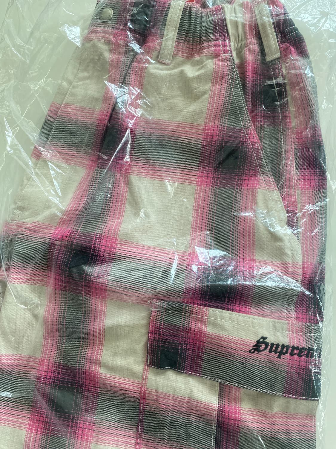 Supreme 25ss 슈프림 쉐도우 플레이드 카고 쇼츠 핑크 팬츠 M 상품이미지4