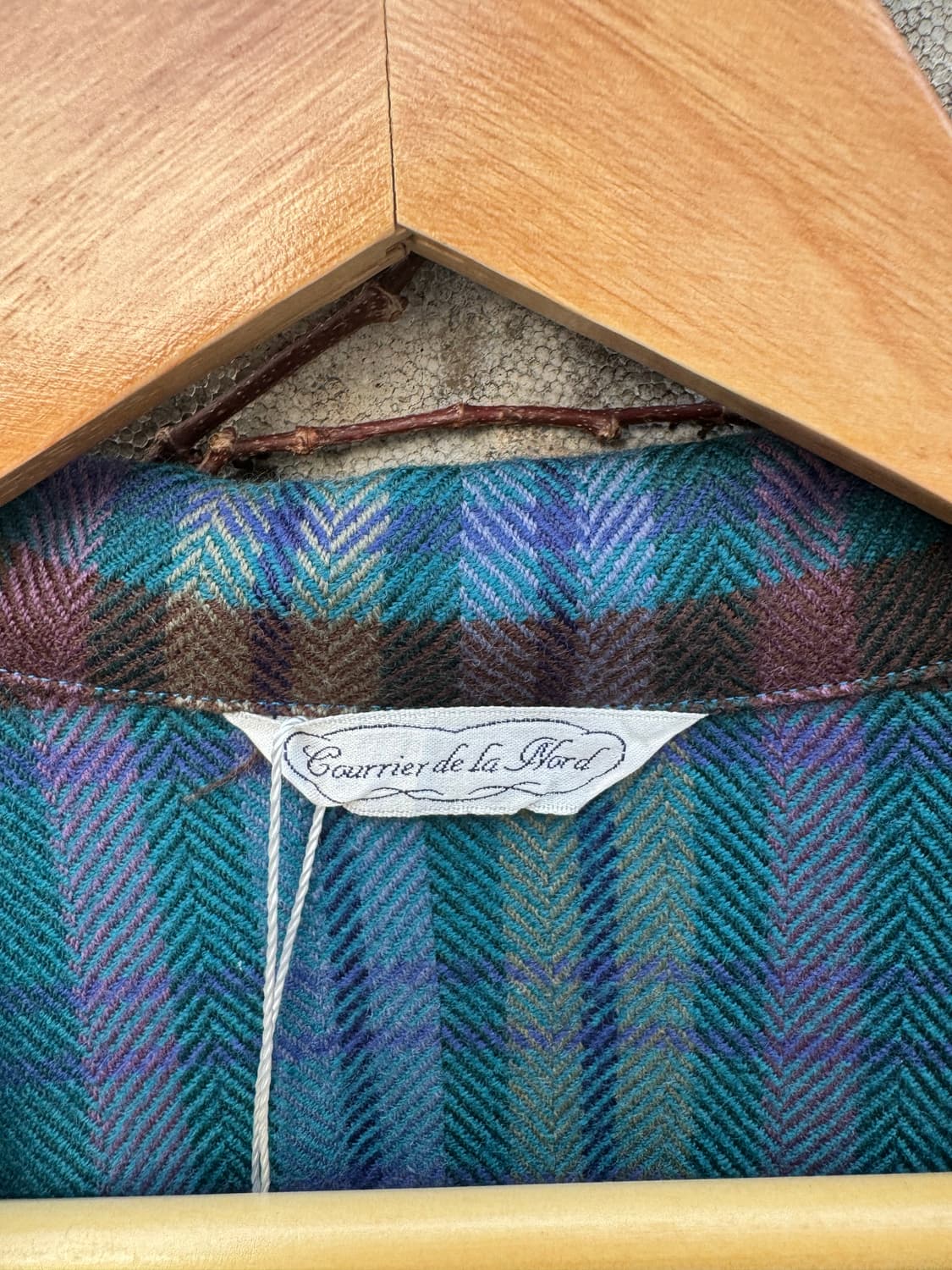 일본 빈티지 레트로 오픈 카라 단추 포인트 체크 플란넬 셔츠 상품이미지4