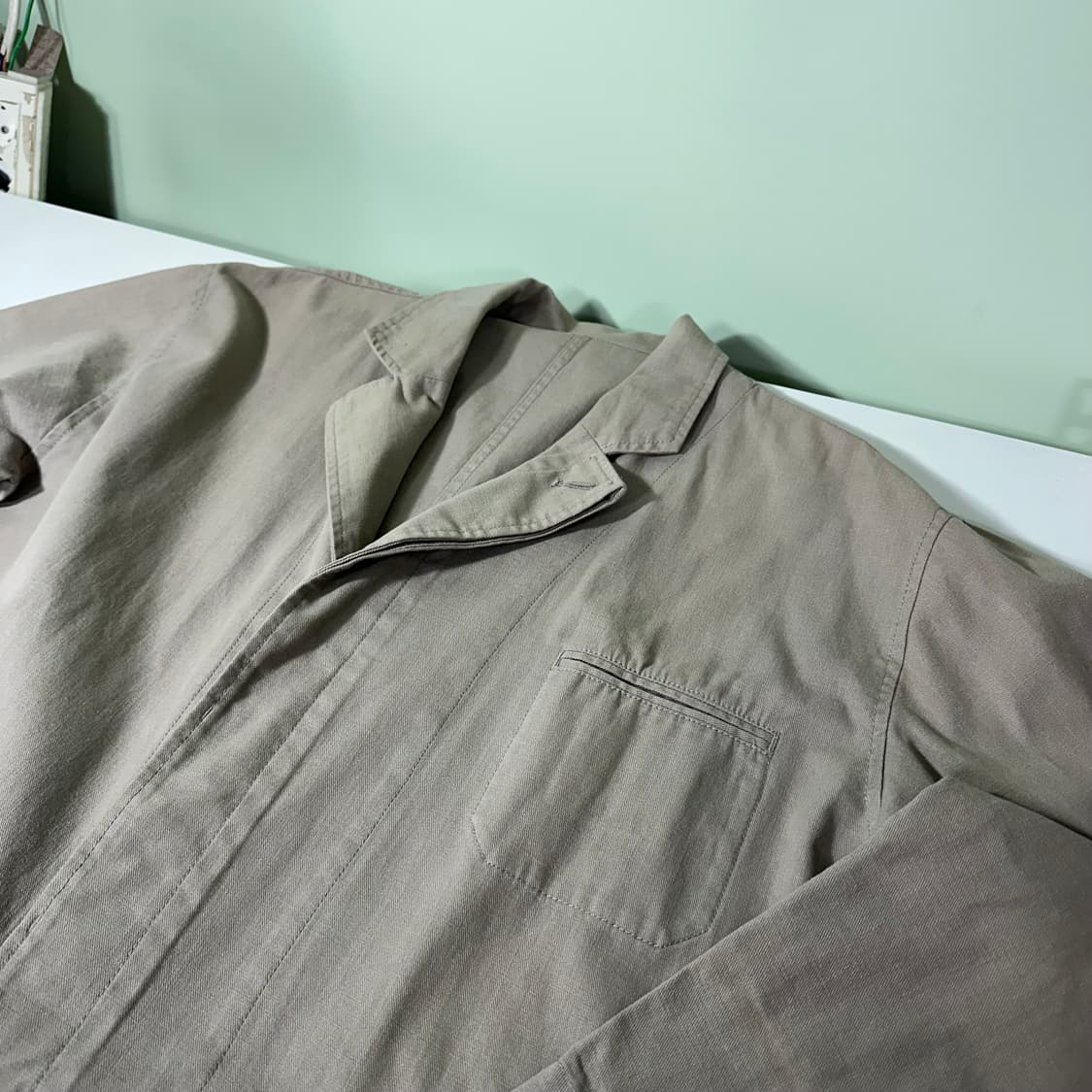 XL 언노운피플 카키베이지 루즈핏 코튼 롱트렌치코트 상품이미지3