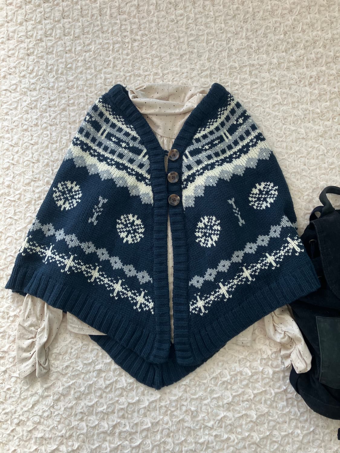 빈티지 모리 노르딕 네이비 케이프 가디건 상품이미지6