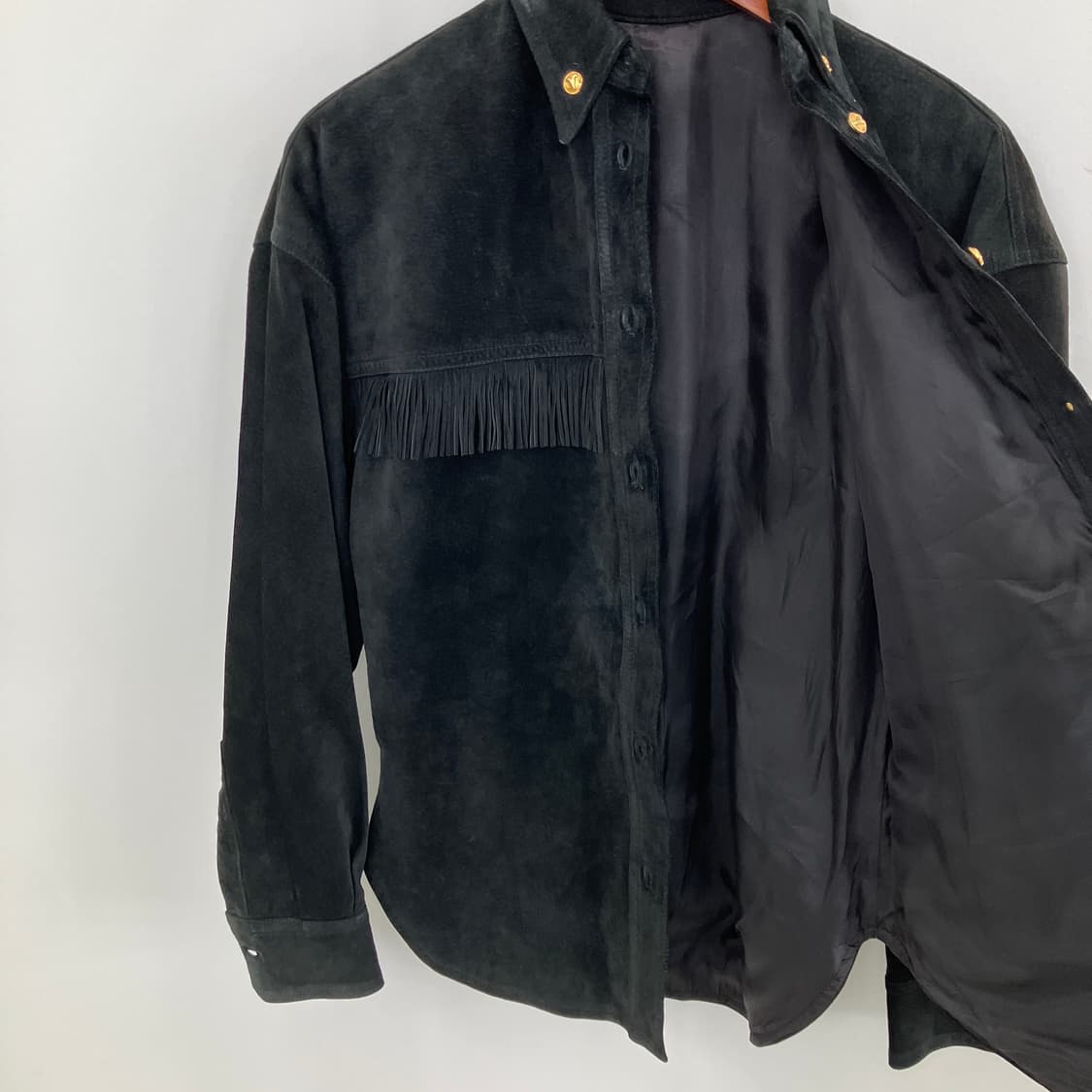 베르사체 Istante Line 블랙 누벅 스웨이드 보호시크 셔츠 상품이미지5