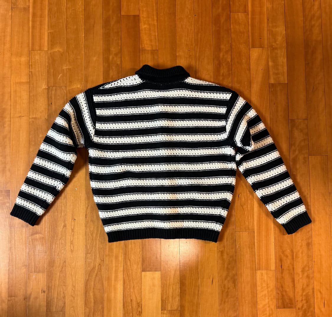 Stu 울 카라 스트라이프 가디건 블랙 m 상품이미지5