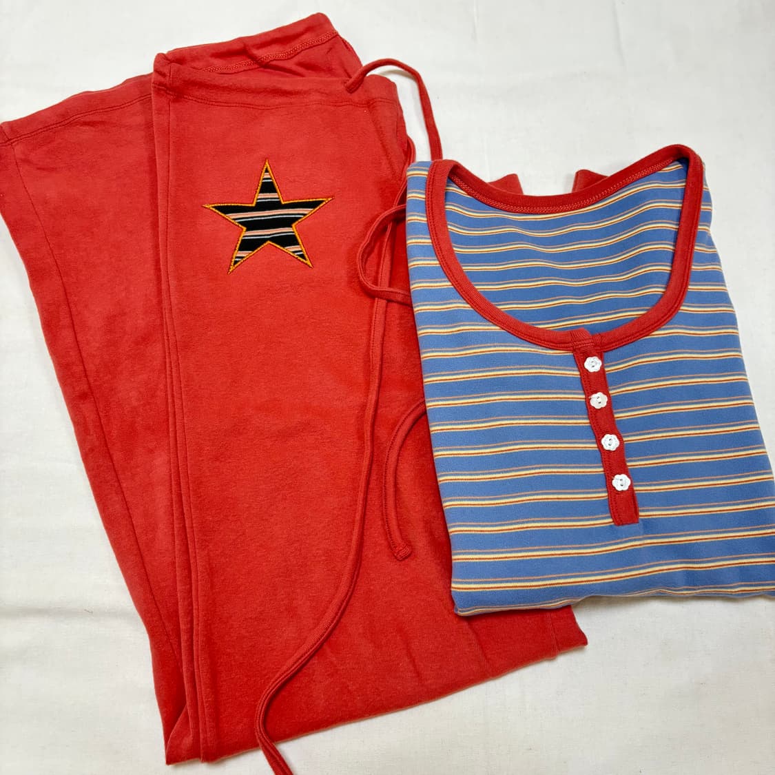 에즈이프캘리 스트라이프 버튼 티/솔리드 스타 팬츠 세트 상품이미지3