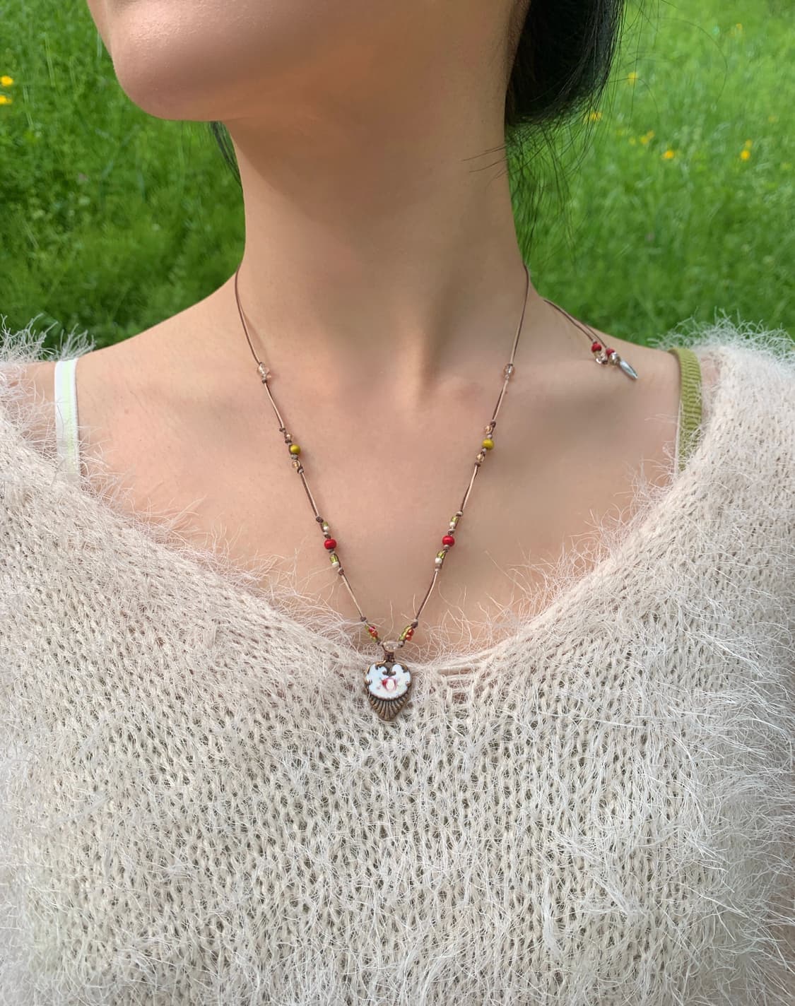 Strawberry Heart Knot Necklace 상품이미지2