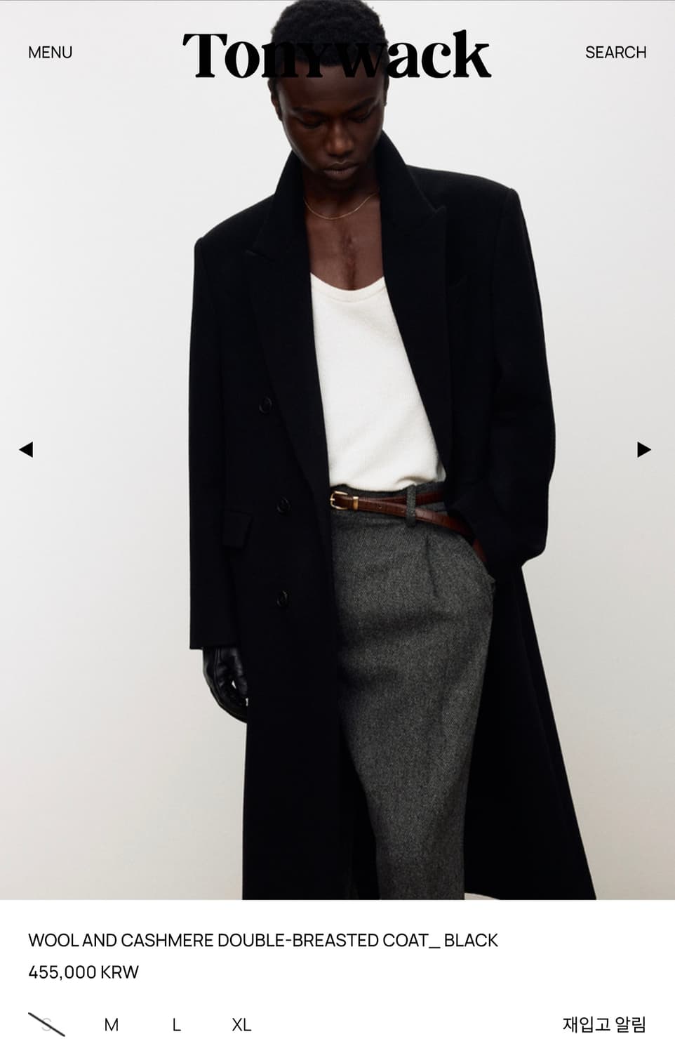 [토니웩] 25FW 더블 브레스티드 코트, 블랙, M size 상품이미지2