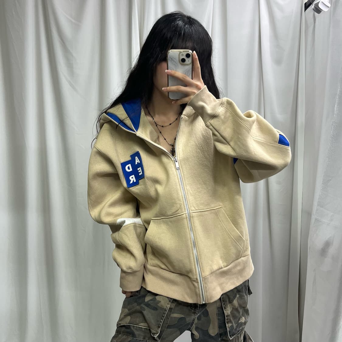 Ader Error beige double hood zip-up 상품이미지2