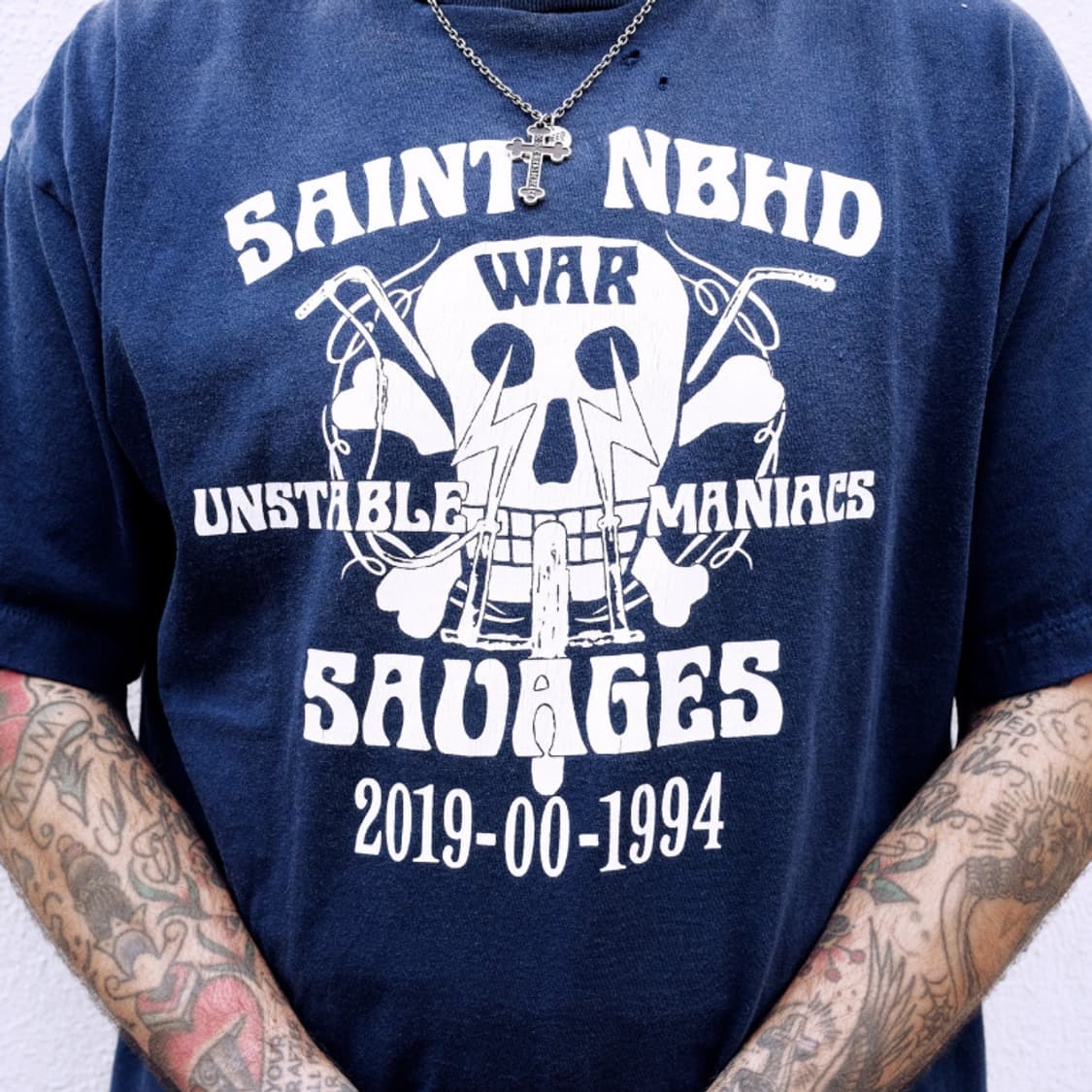 [새상품/XL] 세인트미카엘 x 네이버후드 STHD NBHD 반팔 네이비 상품이미지2