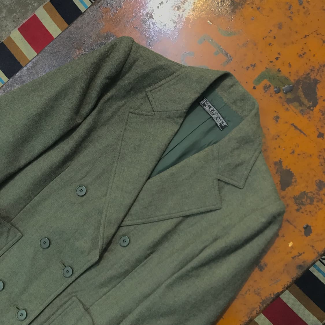 90s 지방시 카키색 더블 버튼 울 자켓 여성 44 55 사이즈 상품이미지3