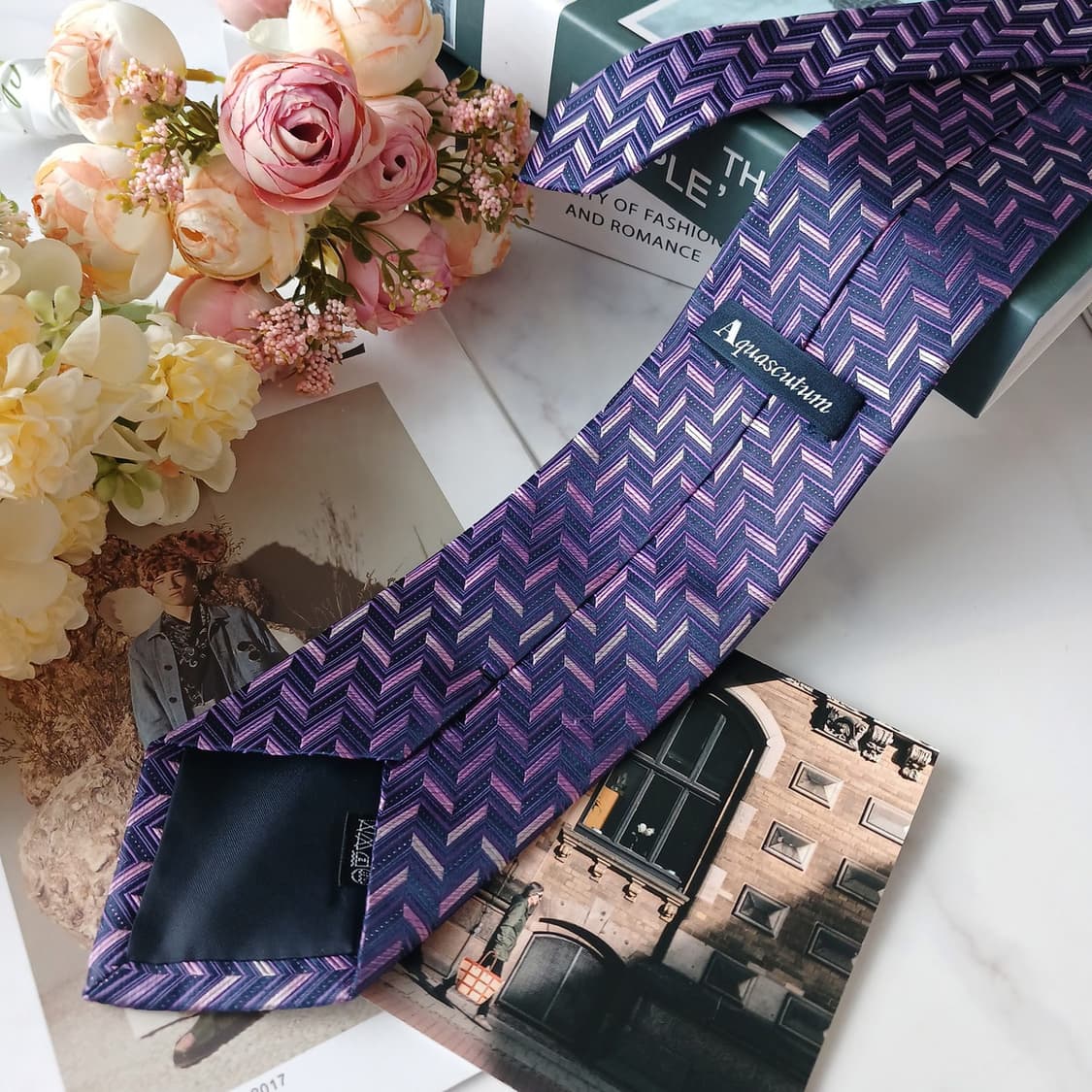 아쿠아스큐텀 실크 헤링본 패턴 넥타이 8.9cm A+등급 E739
 상품이미지5