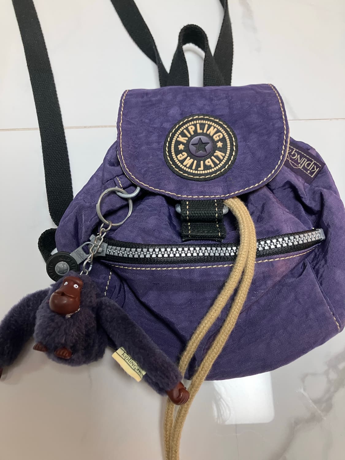 Y2K 희귀 키플링 마이크로 미니 복조리 백팩 퍼플 고릴라 키링포함 상품이미지2