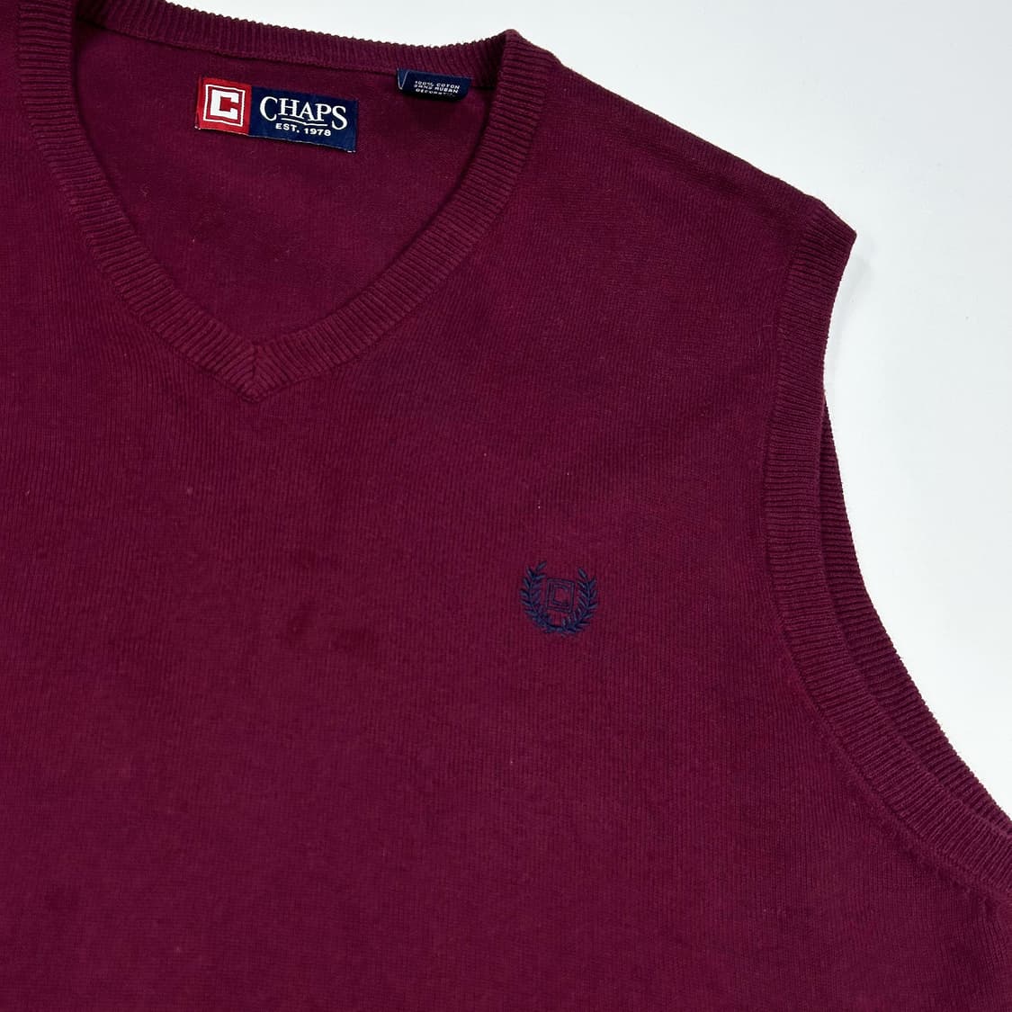 폴로 챕스 브이넥 버건디 니트 조끼 (실측 L) 상품이미지3