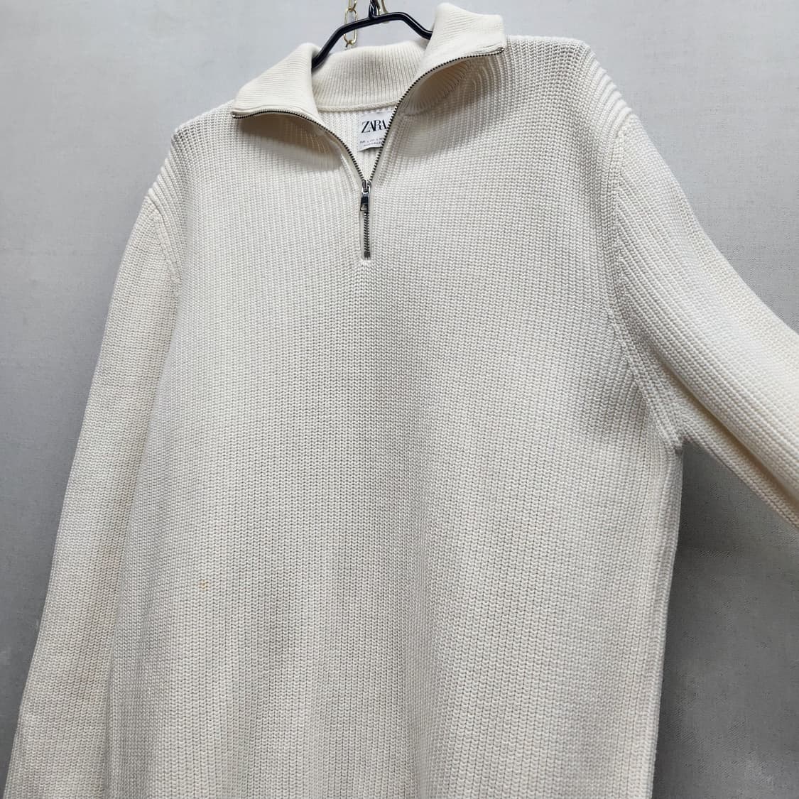 자라 ZARA 반집업 코튼 니트 L(XL) 상품이미지3