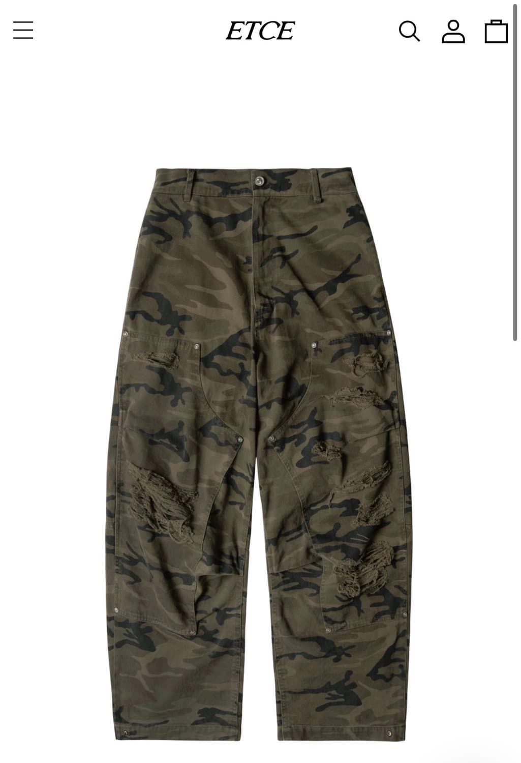 ETCE DESTROYED CAMO BAGGY PANTS II  상품이미지1