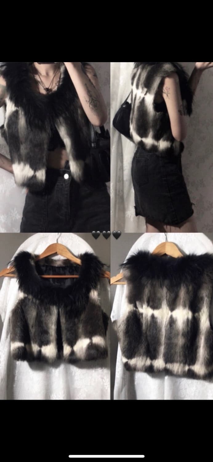 묘오우빈티지 리얼 토끼털 퍼 조끼 상품이미지2