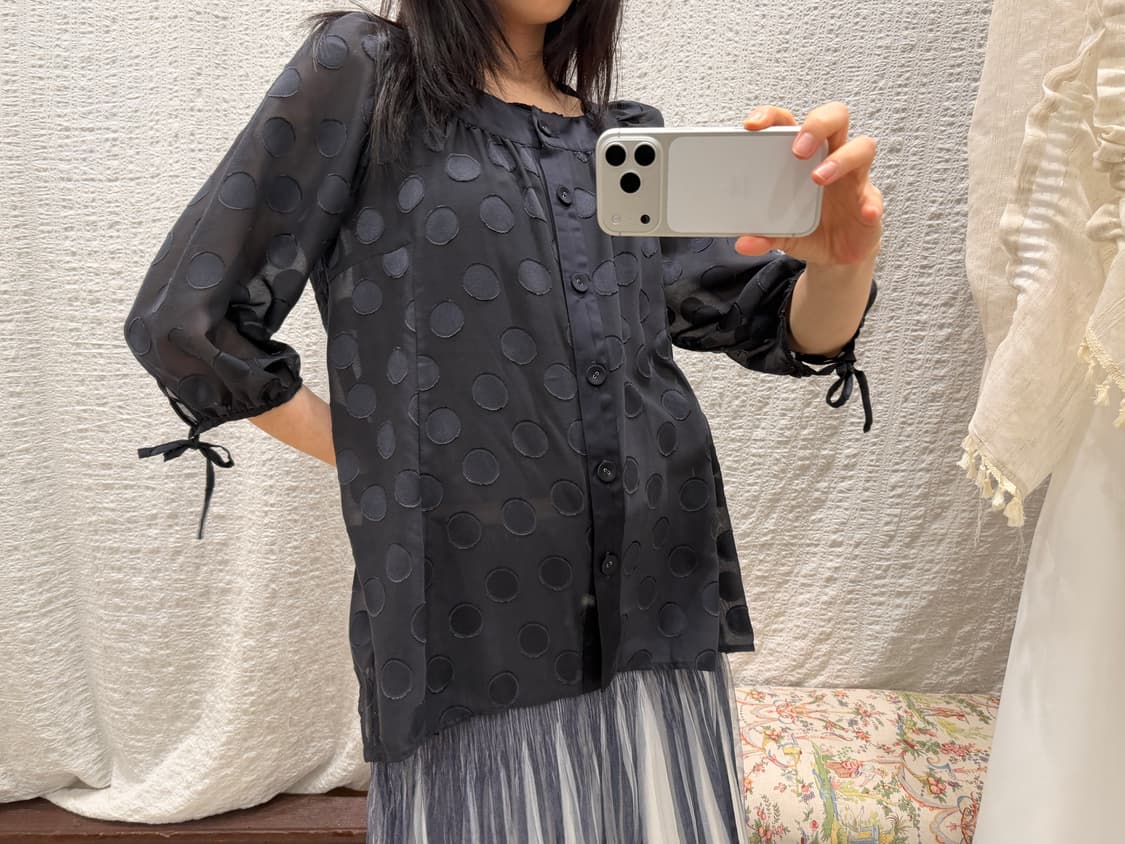 dark navy polka blouse 상품이미지1