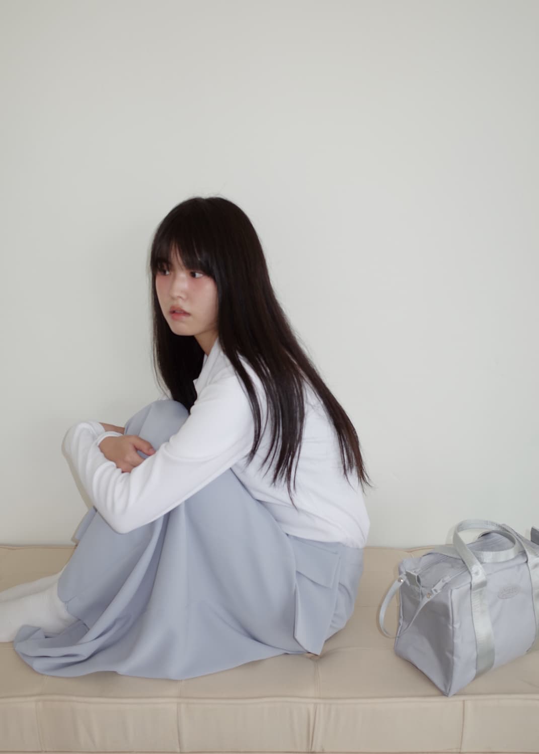 SS23 POCKET LONG SKIRT (PEARL GREY) 상품이미지3