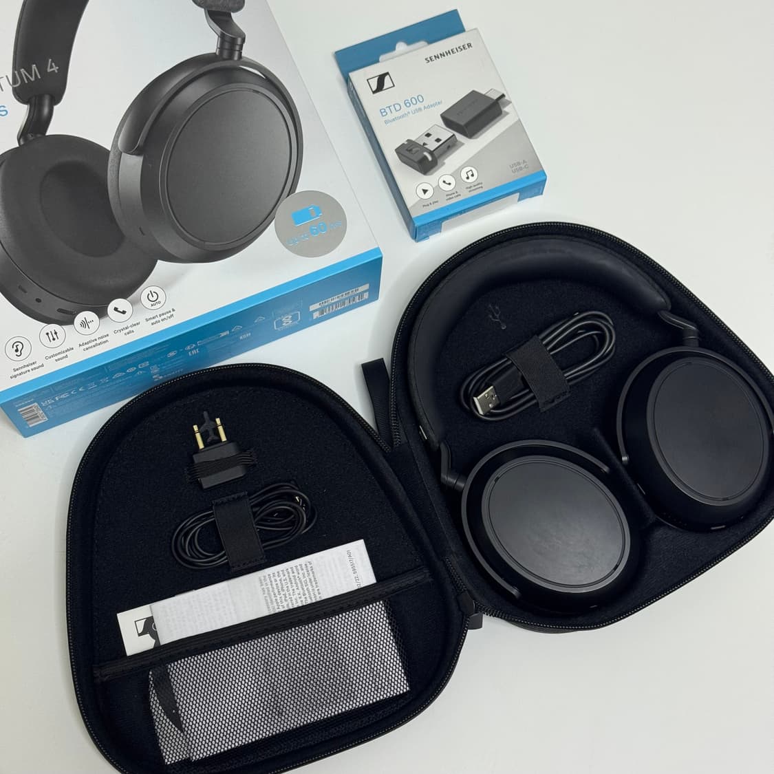 급매! 풀박스 젠하이저 모멘텀4 헤드폰 + (개별 BTD600 어댑터) 상품이미지1