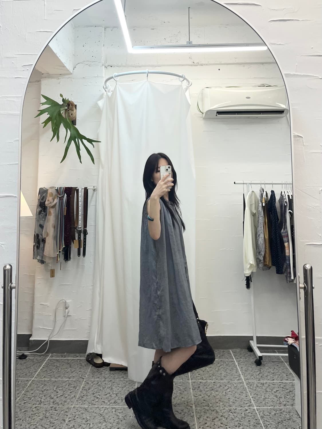 린넨 연그레이 원피스 상품이미지2