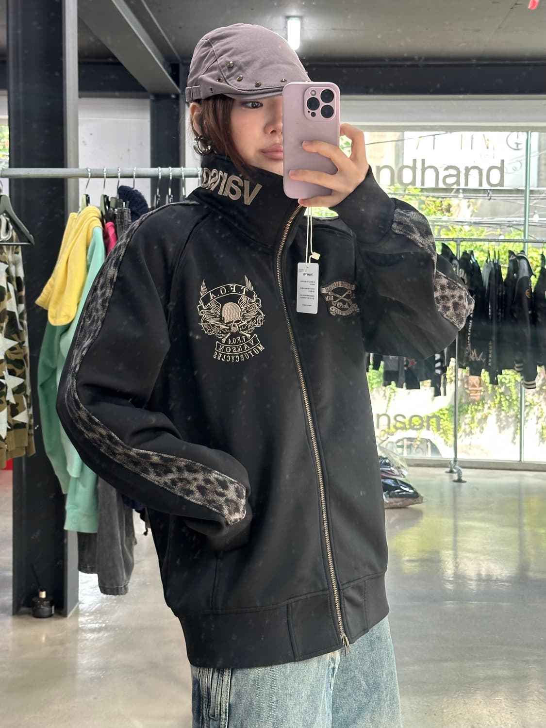 벤슨 스컬 윙자수 레오파드 져지집업 상품이미지2