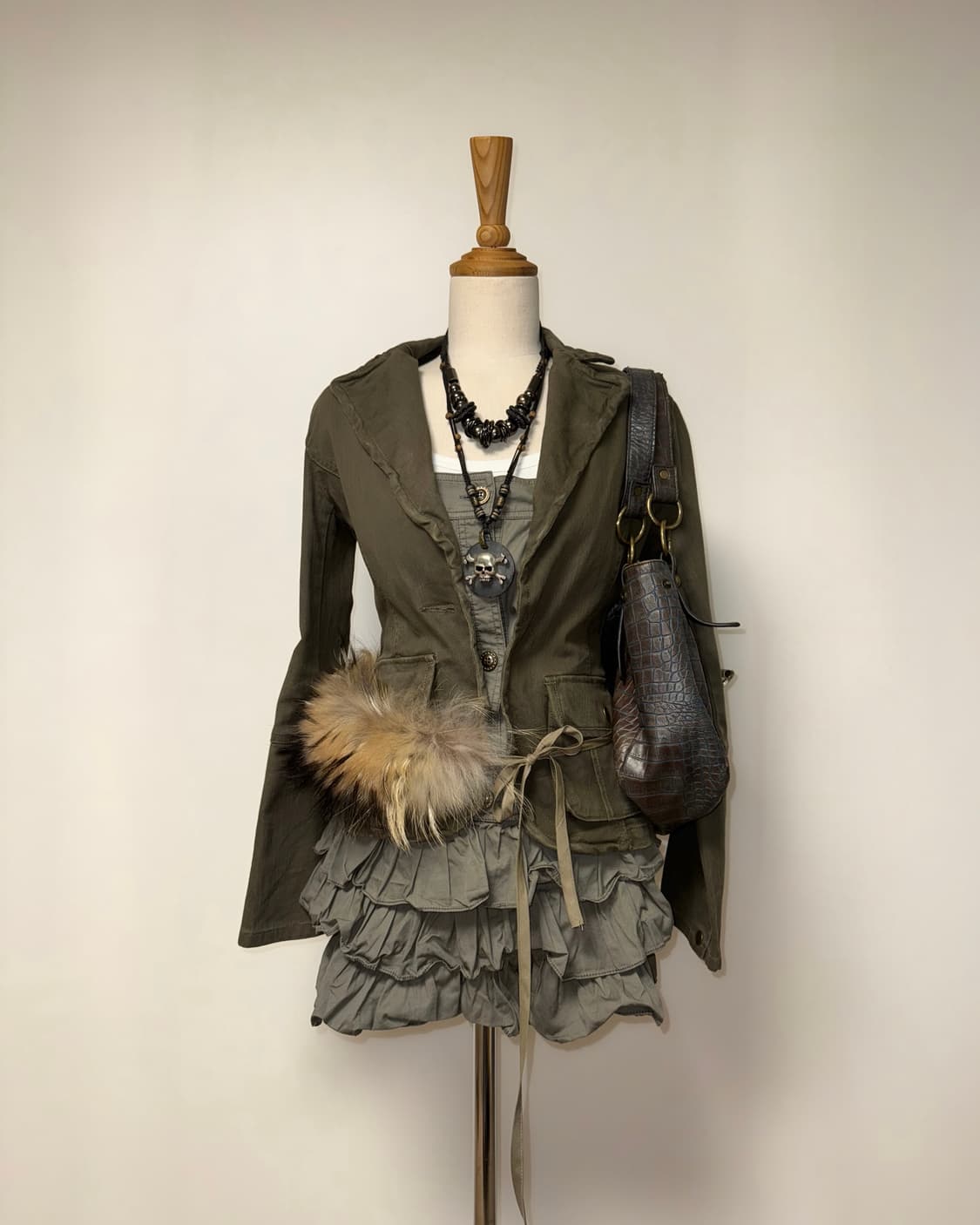 핀터 와투케 캉캉 카키 원피스 상품이미지3