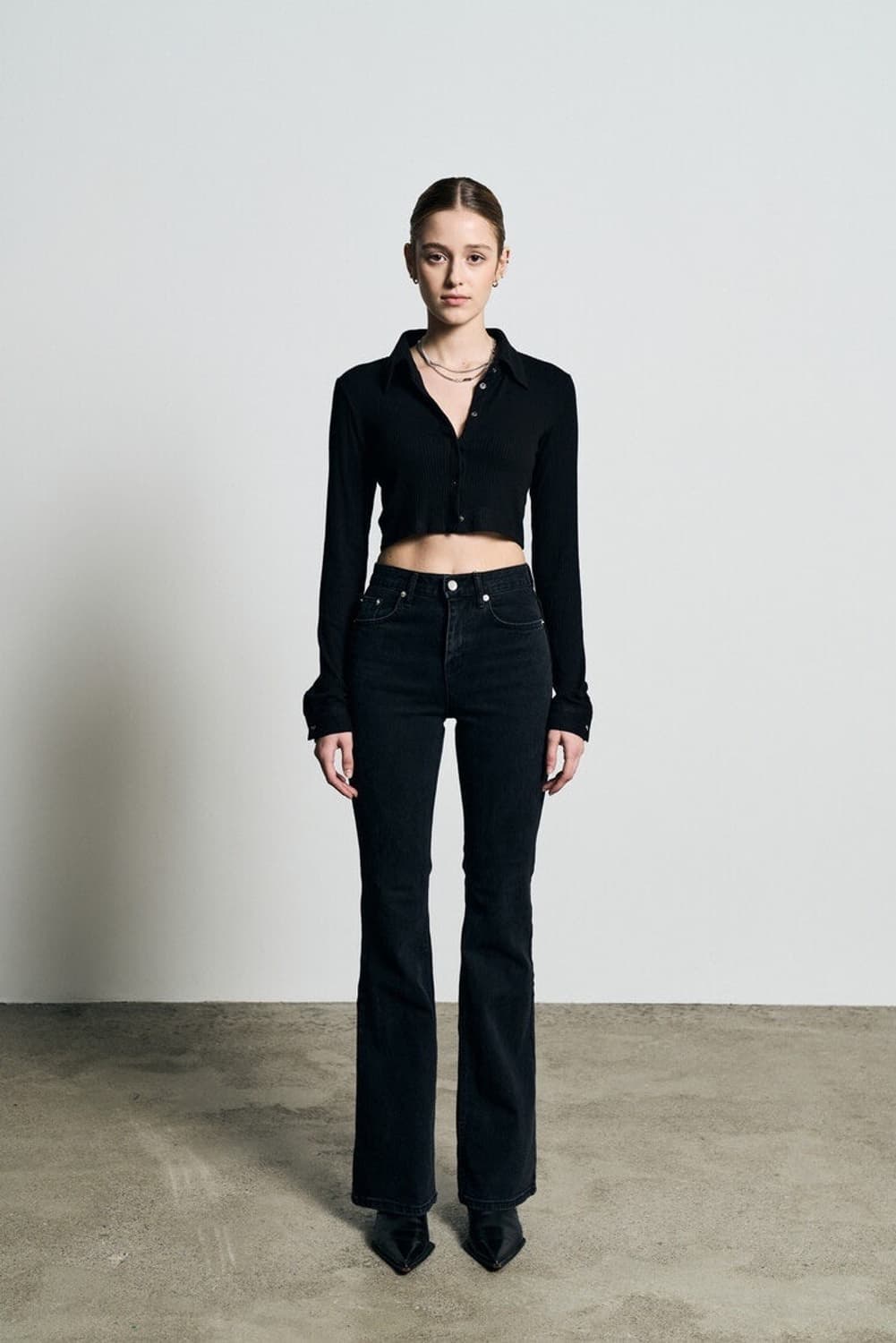 보헤미안서울 하이웨스트 데님 진 흑청 상품이미지1