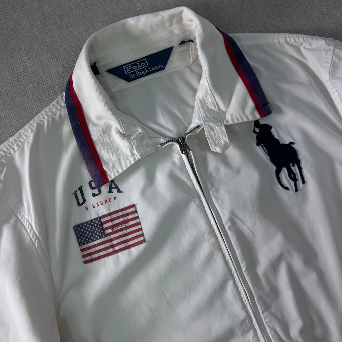 100 폴로랄프로렌 빅포니 성조기 화이트 블루종 자켓 상품이미지3