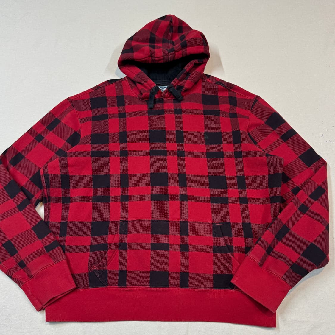 XL) 폴로 랄프로렌 레드 블랙 체크 후드티 상품이미지2