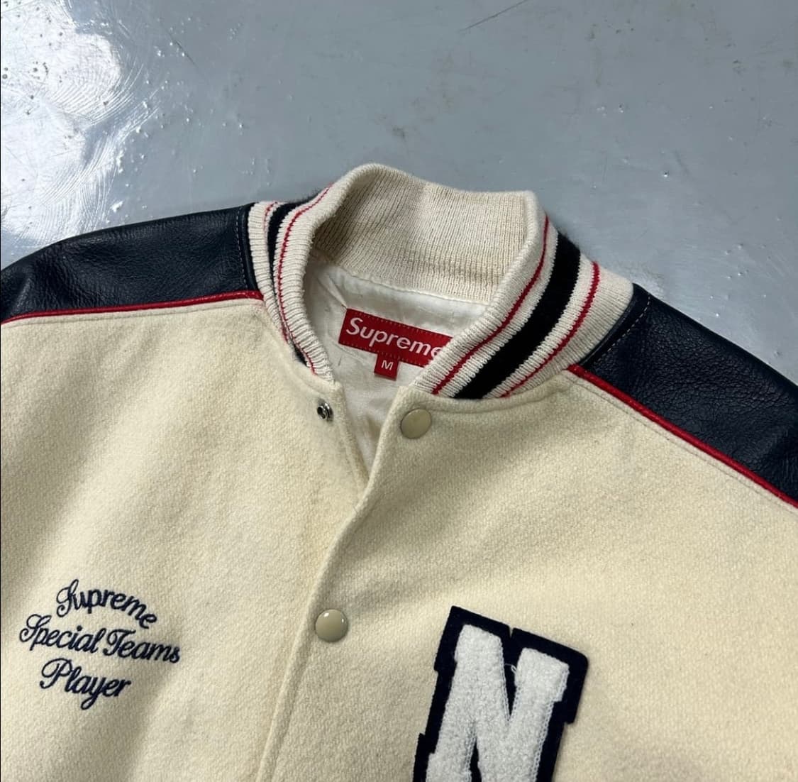 2003FW 슈프림 레더 울 바시티 자켓 상품이미지7