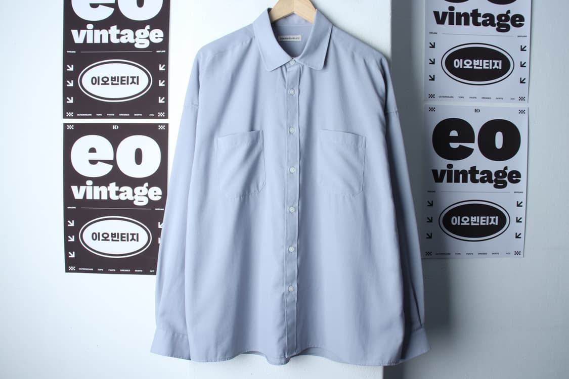 (L-XL) 다이아몬드 레이라 셔츠 남방 투포켓 연블루 무지-H33532 상품이미지2
