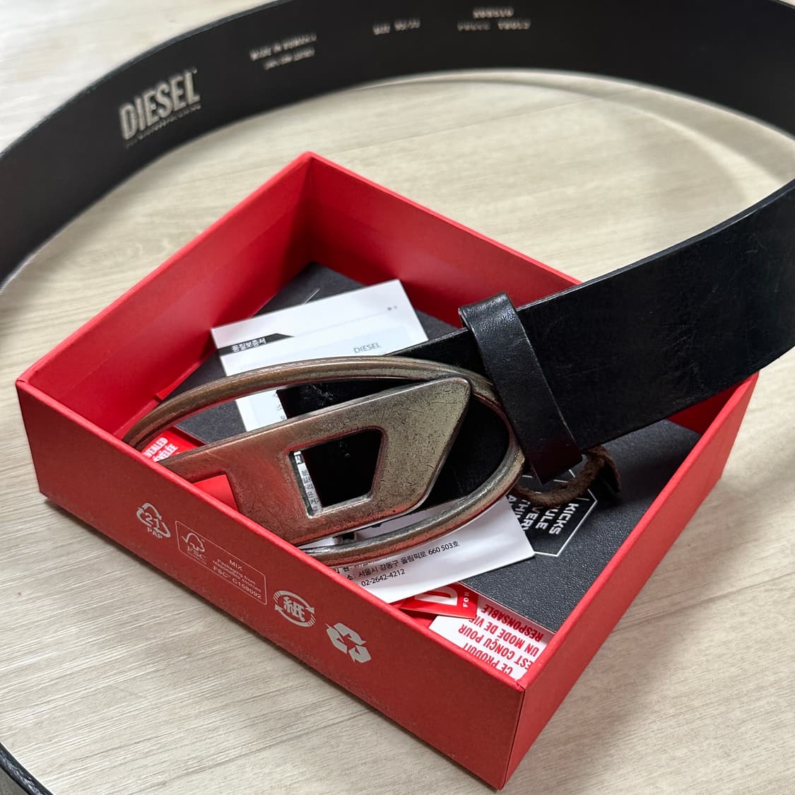 디젤 Diesel 레더 벨트 D 버클 블랙 95 상품이미지5