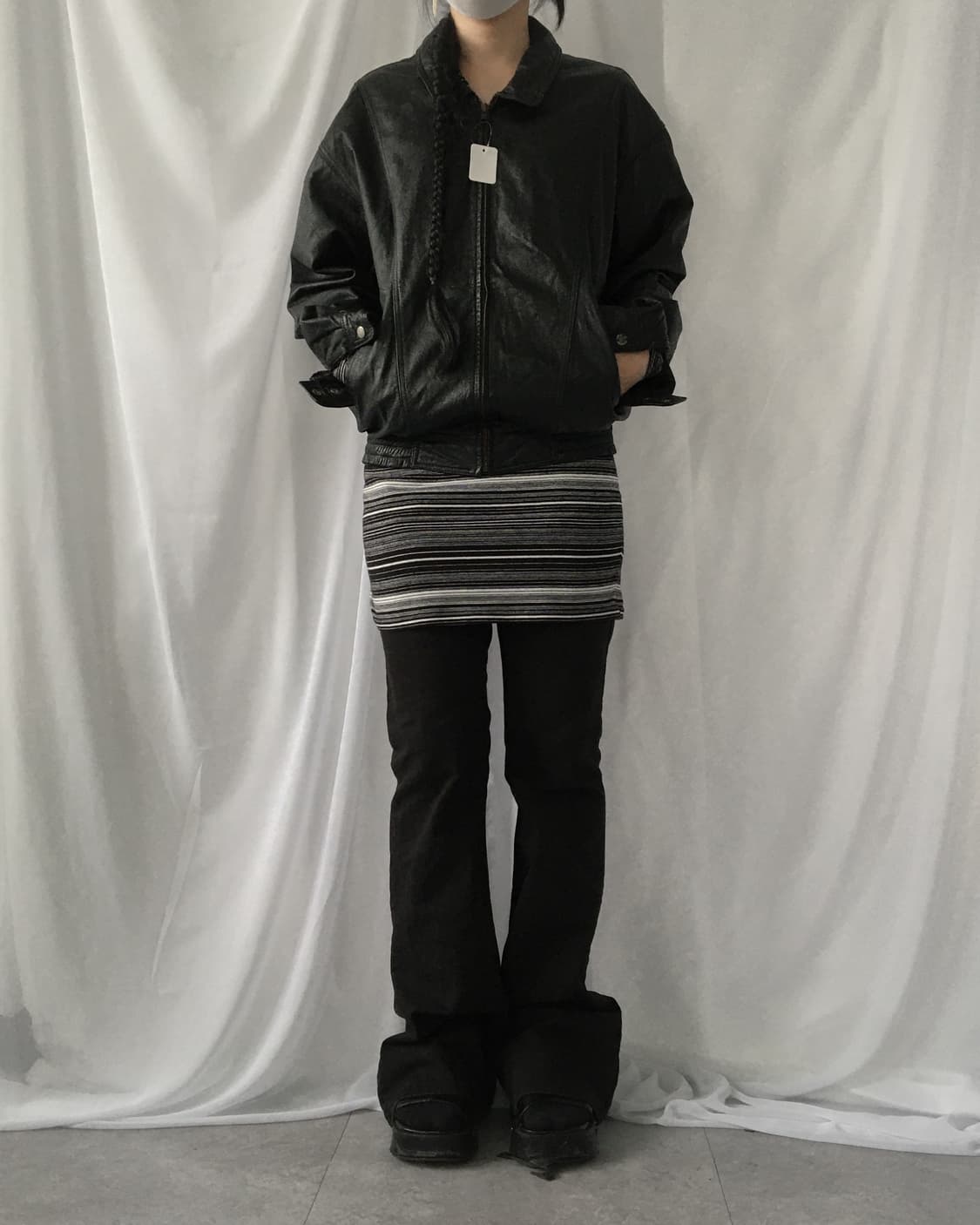 Leather bomber jacket 상품이미지1