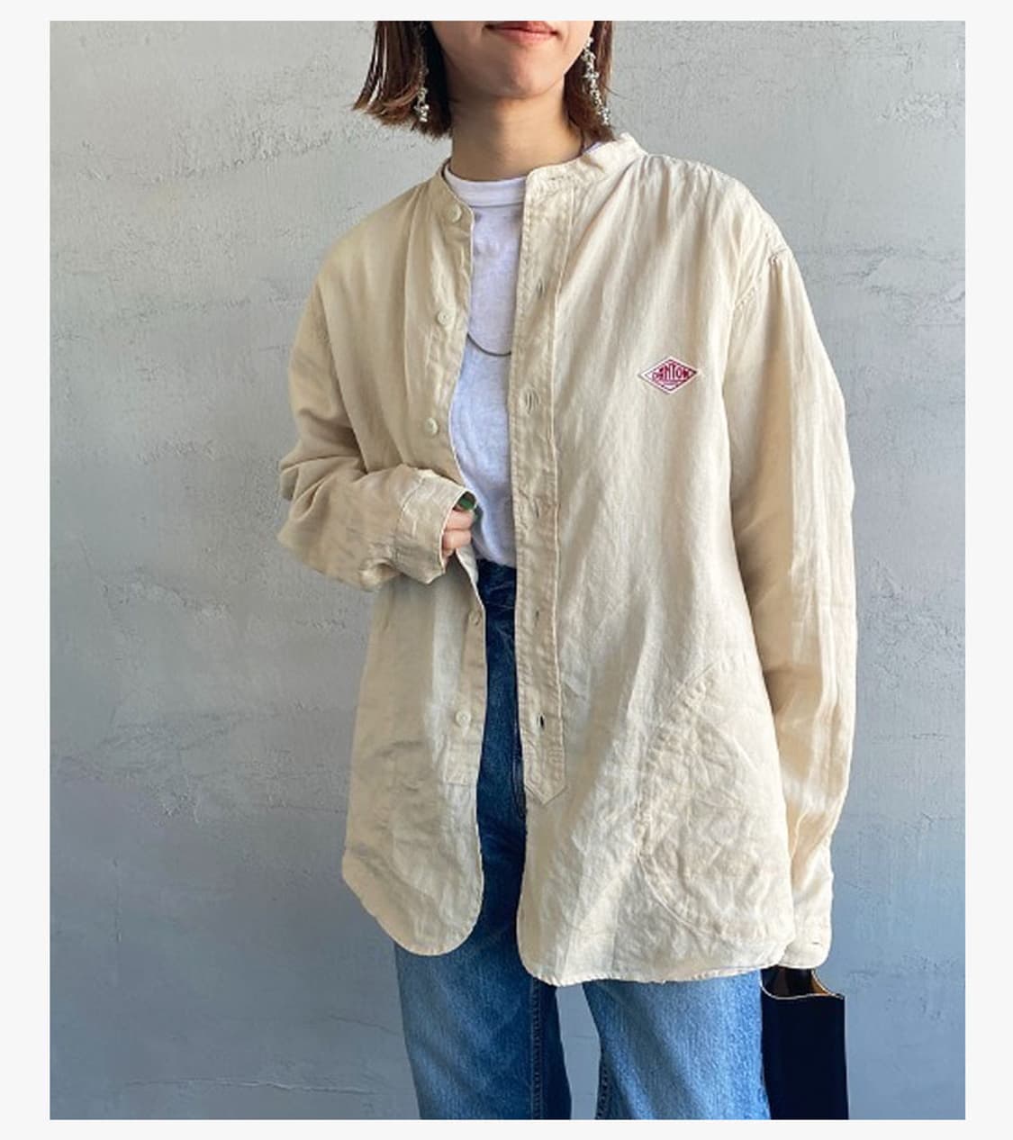 DANTON - BAND COLLAR LINEN SHIRT 상품이미지2