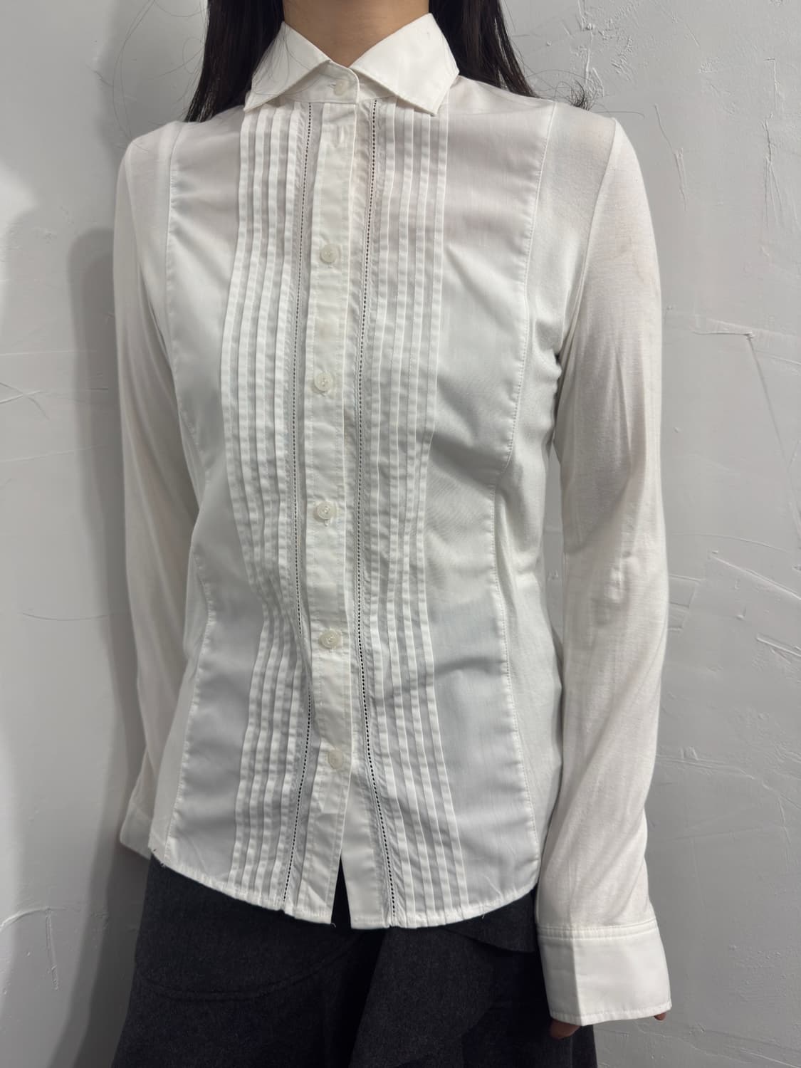 lautreamont white pintuck detail shirt 상품이미지2