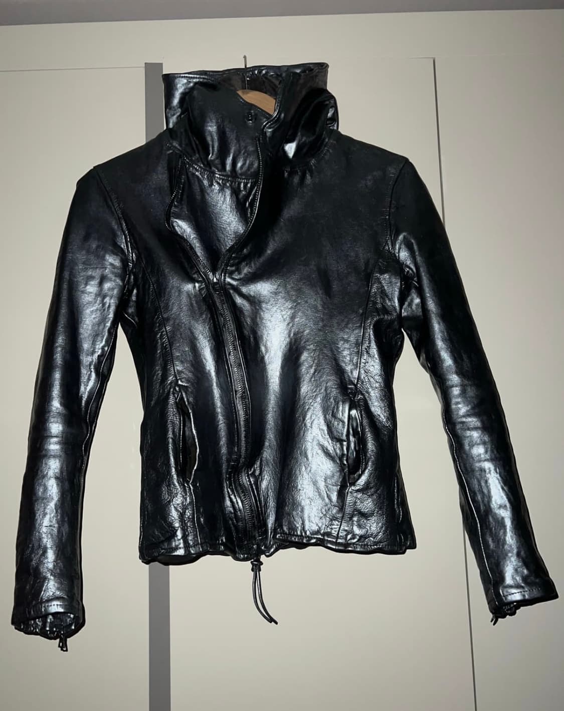 백래쉬 홀스하이드 하이넥 후디드 바이커 자켓 실버 상품이미지1