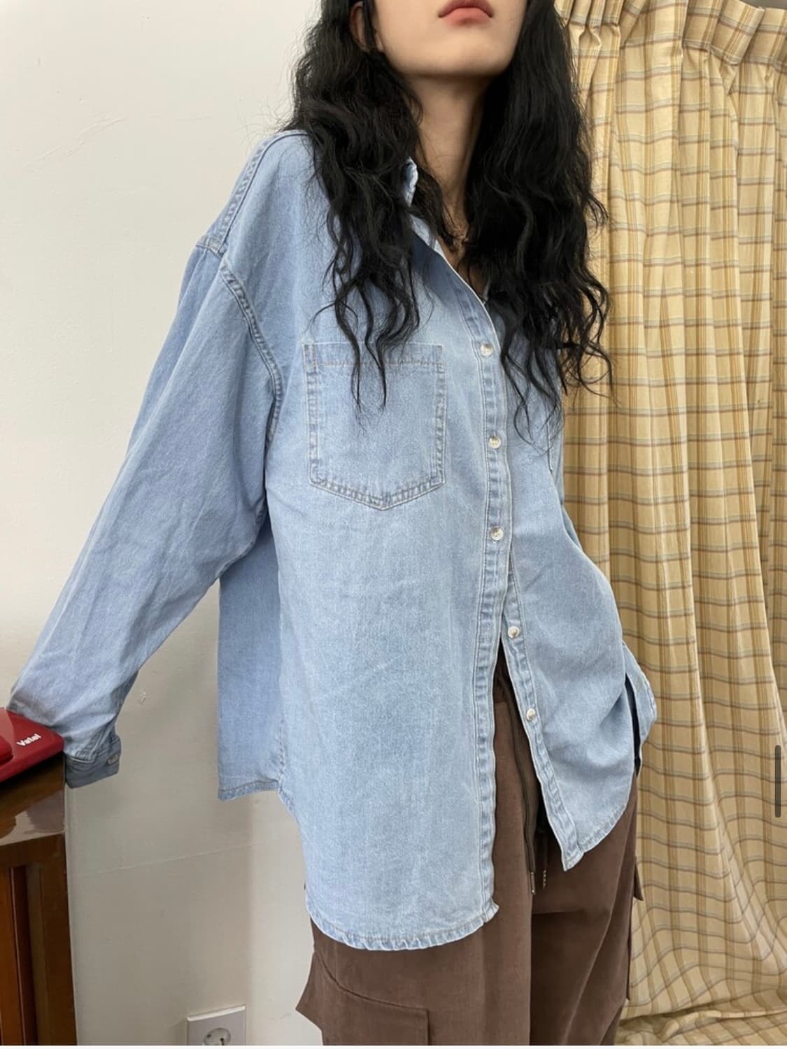 모래하우스 연청 오버핏 데님 셔츠 상품이미지2