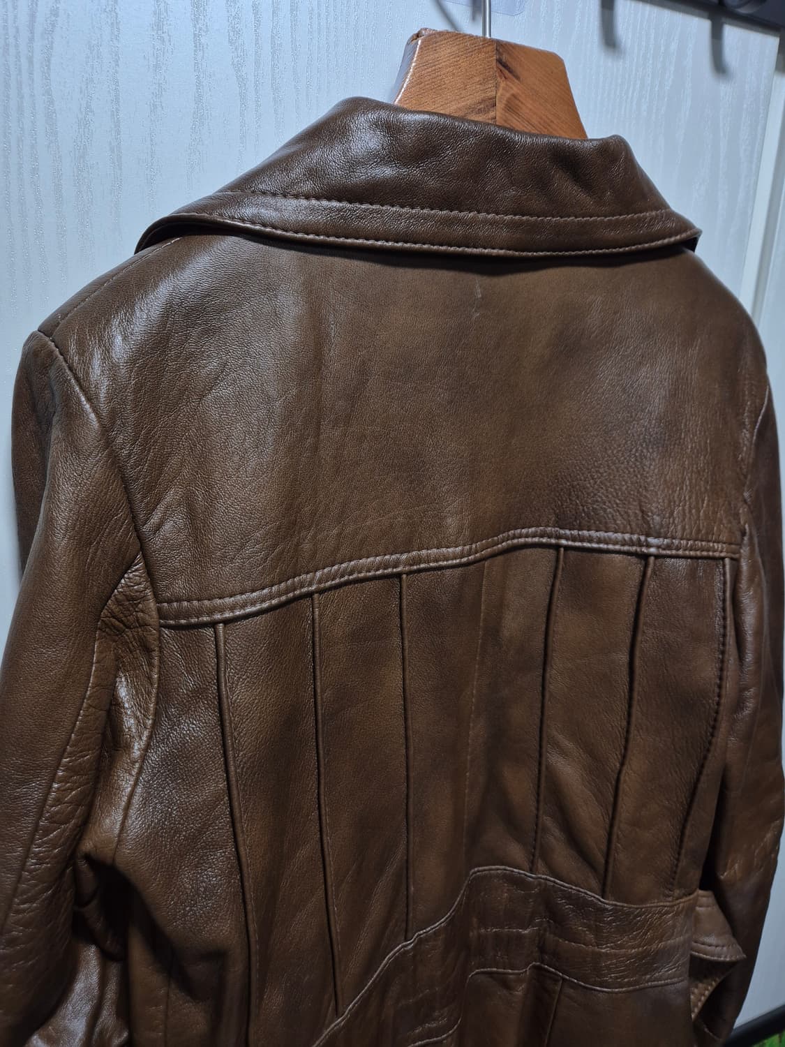 빈티지 멕시코 브라운 리얼가죽 벨티드 자켓 상품이미지9