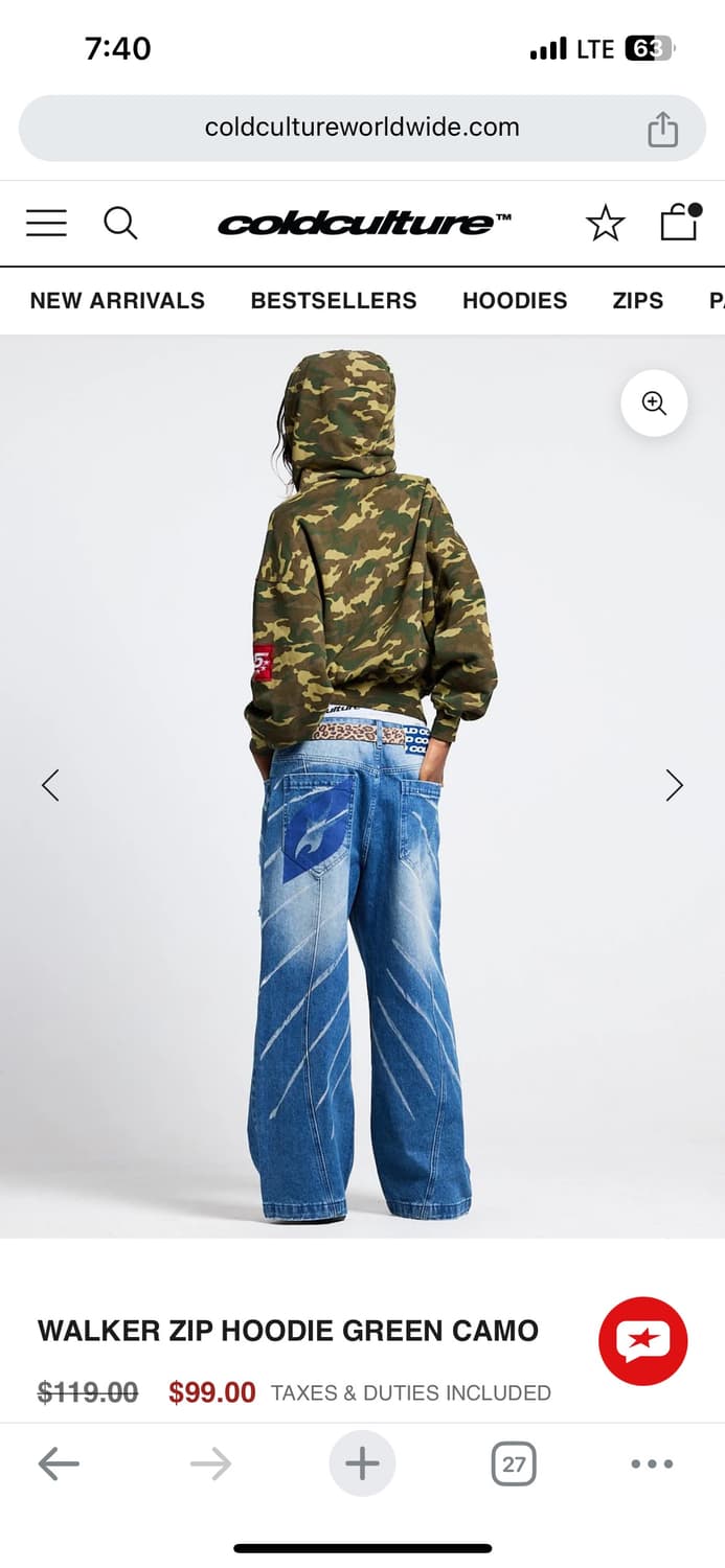 [Cold Culture] 콜드컬쳐 워커 집업 후디 그린 카모 (새상품) 상품이미지5