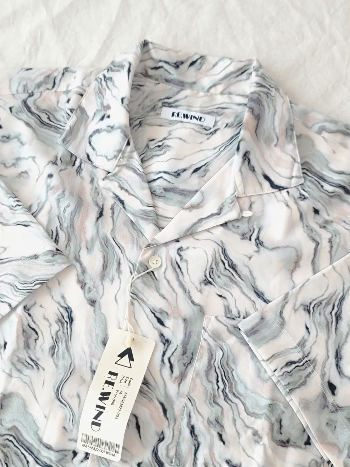 REWIND 리와인드 마블 패턴 셔츠 새상품 상품이미지2