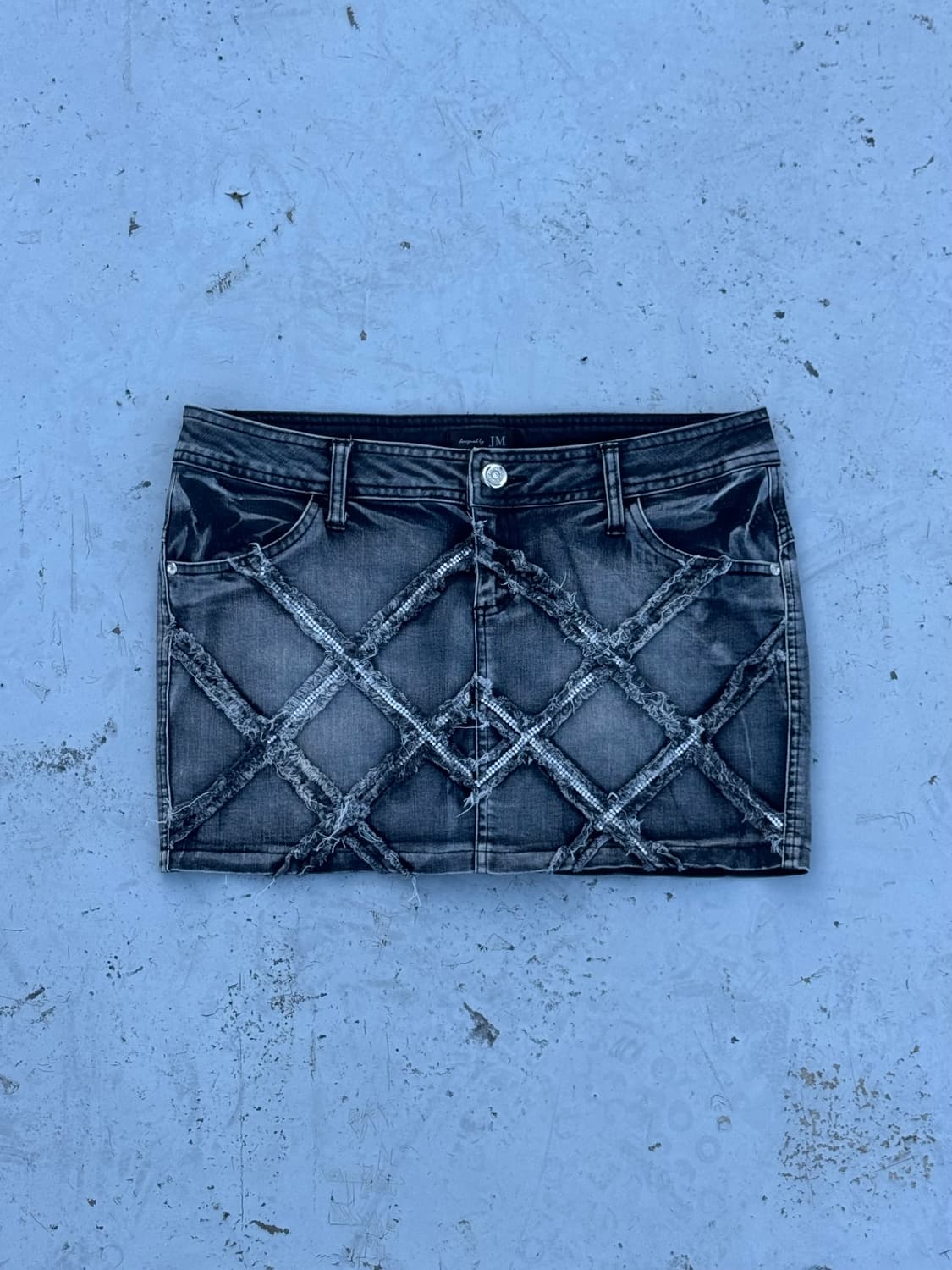 “Jm Glitter Cross Mini Denim Skirt“ 상품이미지1