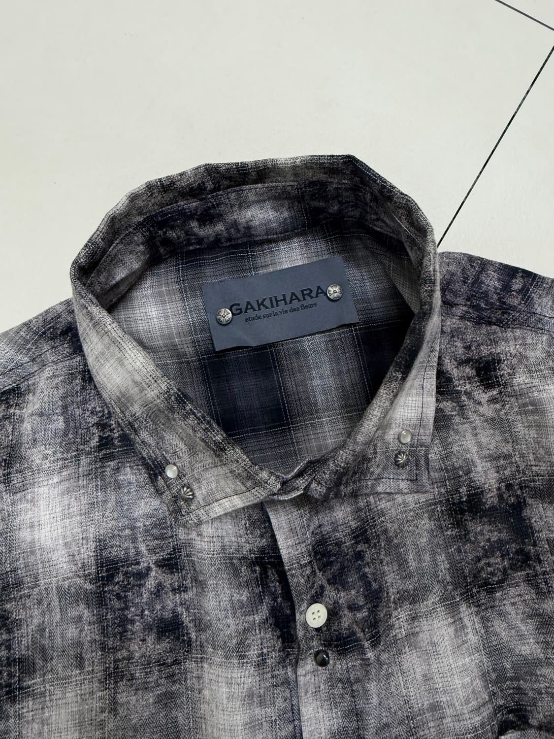 Gakihara 가키하라 그레이시 하티드 체크 스터드 셔츠 상품이미지5